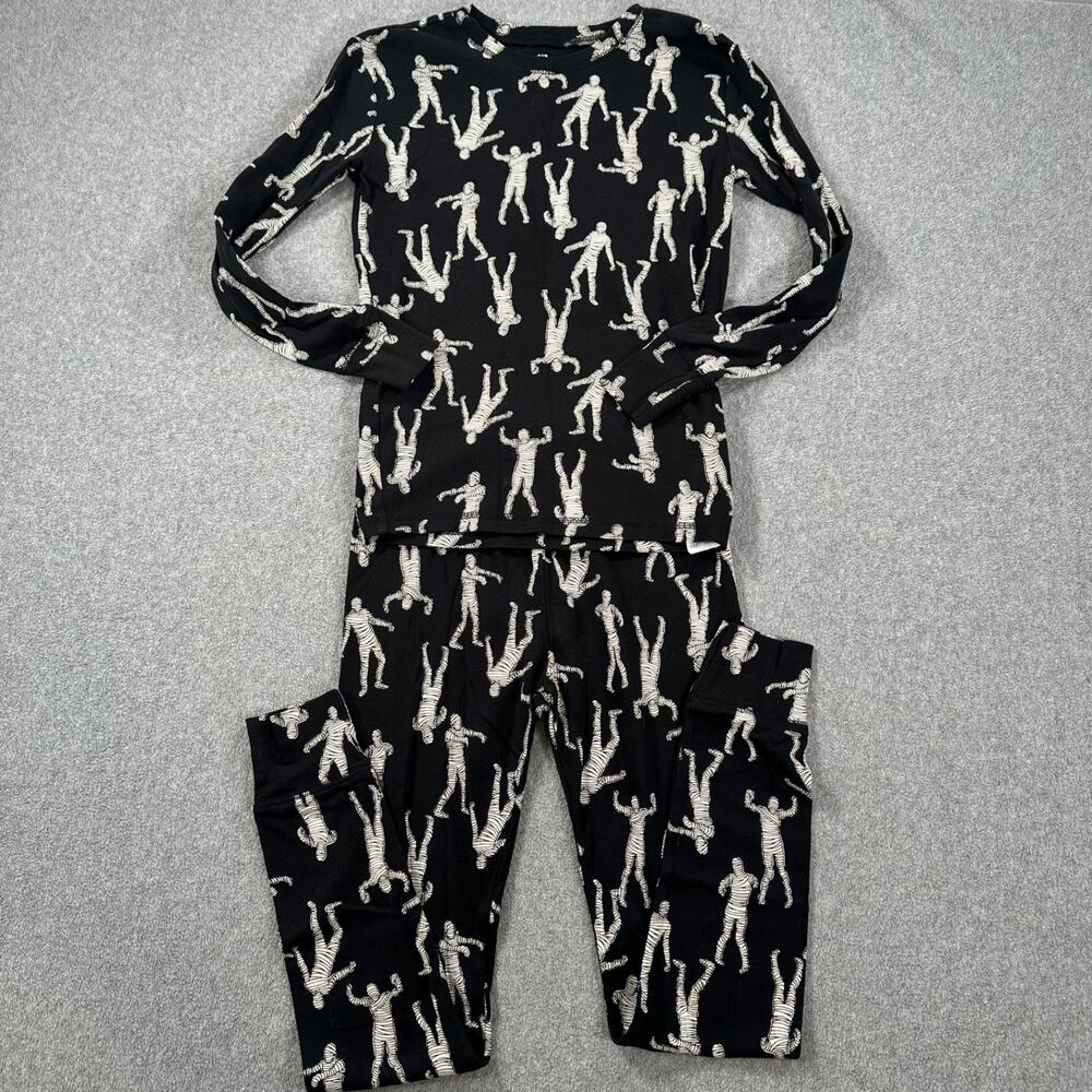 Gap Kids Organic Cotton Mummy Halloween Pajamas Sleep Set Size 14 Black White